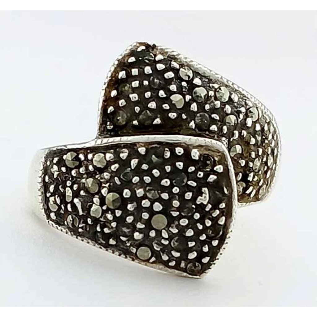 Created Marcasite Ring .925 Sterling Silver